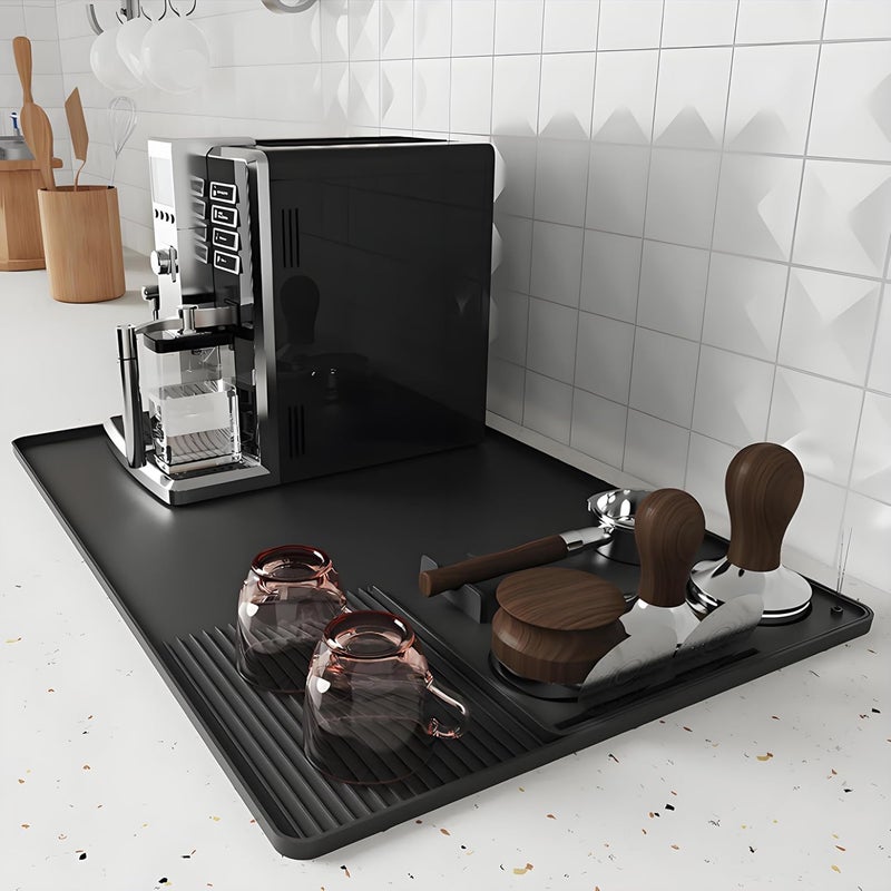 ZJSTRO Silicone Coffee Mat with a removable tamper mat for Ninja Luxe Cafe Accessories,23.5"x15.7"Anti-Slip Heat-Resistant Coffee Bar Mat for Ninja Luxe Cafe Espresso Machine - Image 1